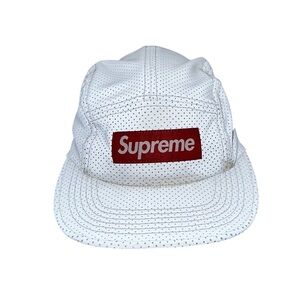 Supreme Perforated Reflective Camp Cap White 2016 5 Panel Skate Hat